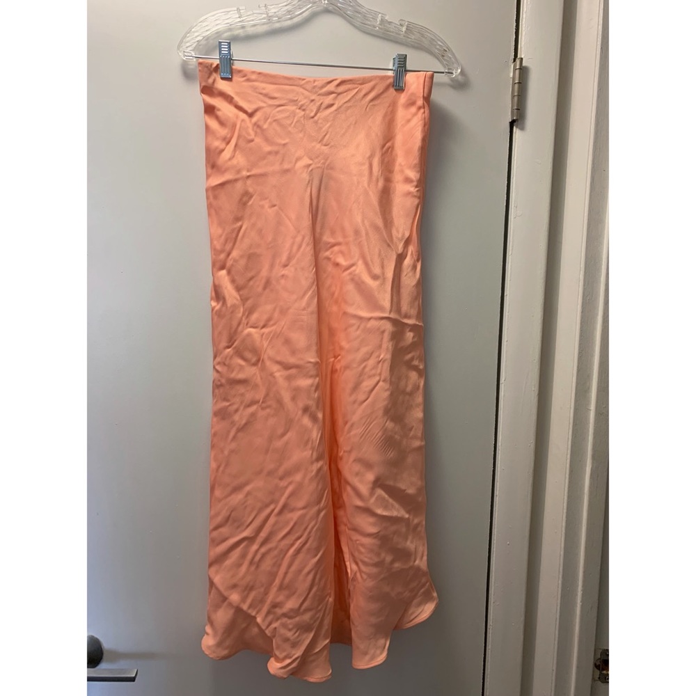 Zara satin skirt orange stretch band M